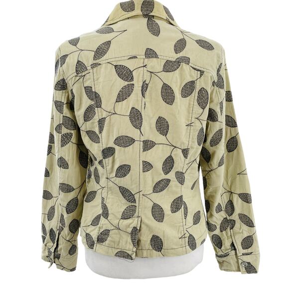 Sigrid Olsen Cream Corduroy Sage Embroidered Leaf Button Front Blazer Women Sz 6 - Picture 4 of 13